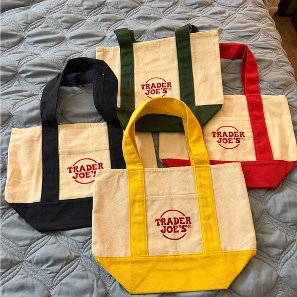 Trader Joe's Canvas Tote Bag Set - Green, Yellow, Blue, Red - Picture 2 of 2